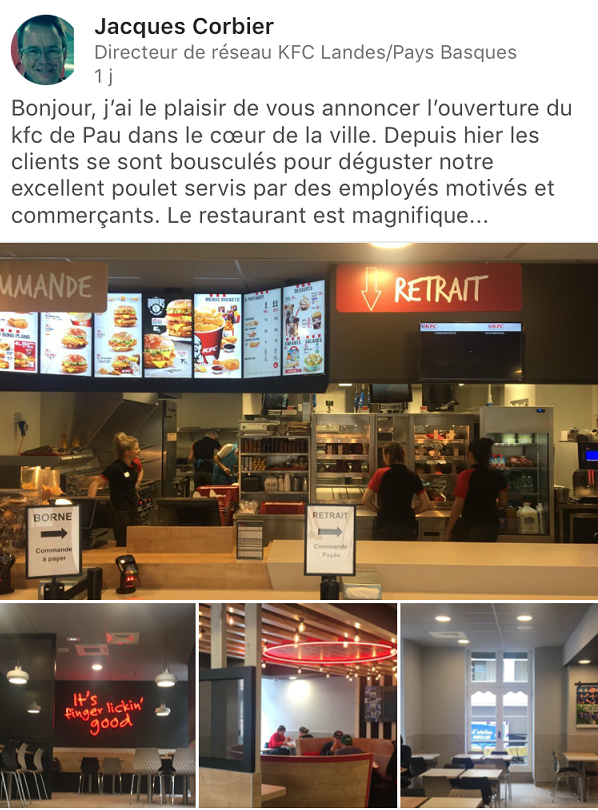 OUVERTURE DE KFC DE PAU : BRAVO A NOTRE TEAM SUD-OUEST!